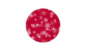 The Japanese national flag with snowflakes inside the sun motif.