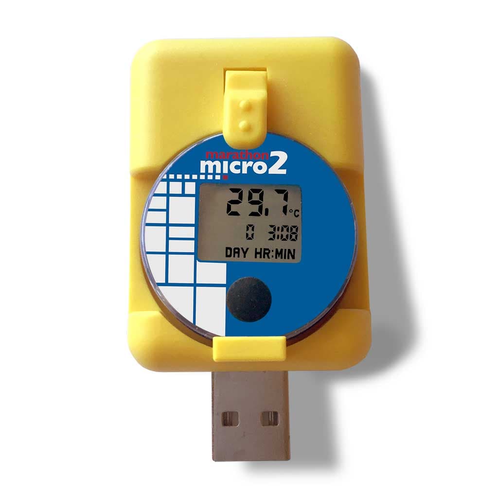 micro2 data logger with USB reading station.